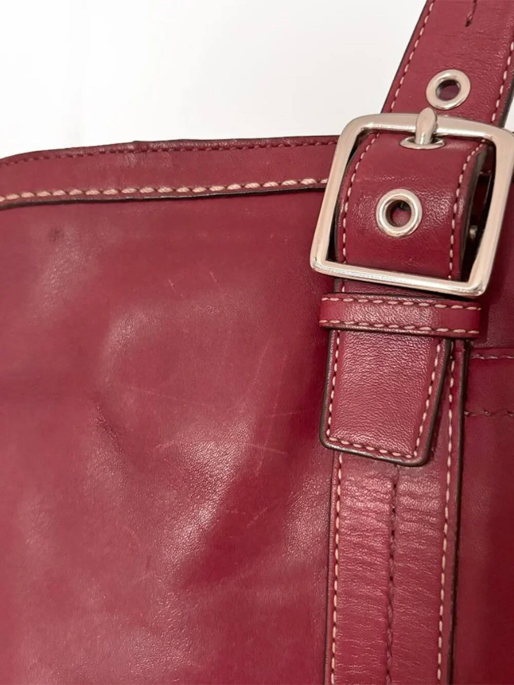 Coach A06S-6460 Red Leather Large Tote Shoulder Bag Vintage Y2K